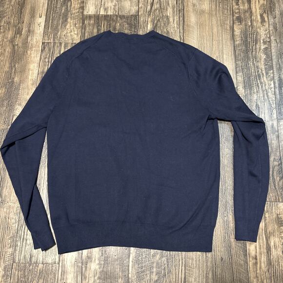 Polo Ralph Lauren Sweater Mens Size L Navy Pima Cotton V Neck Pullover Red Pony - Picture 6 of 6